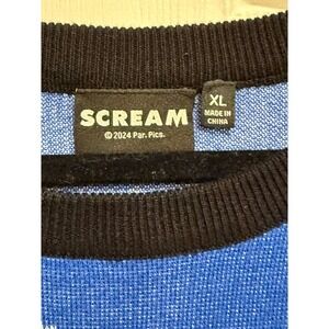 Scream Ghostface Knit Sweater Mens XL Blue Black Horror Movie Graphic Crewneck